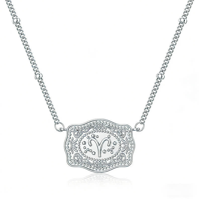 Collier miniature argenté en relief représentant les douze signes du zodiaque - Bélier - image 6