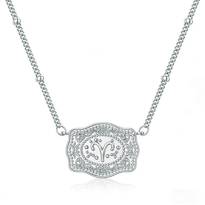 Collier miniature argenté en relief représentant les douze signes du zodiaque - Bélier - image 6