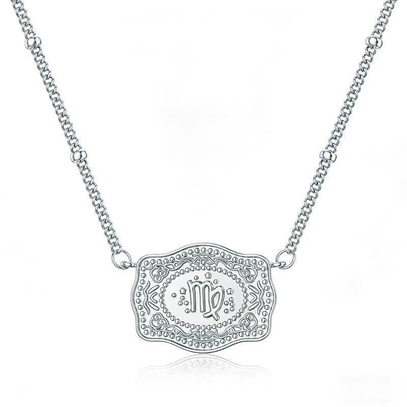 Collier miniature argenté en relief représentant les douze signes du zodiaque - Vierge - image 4