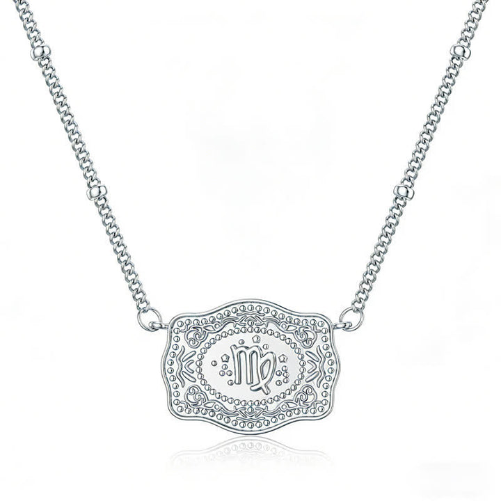 Collier miniature argenté en relief représentant les douze signes du zodiaque - Vierge - image 4