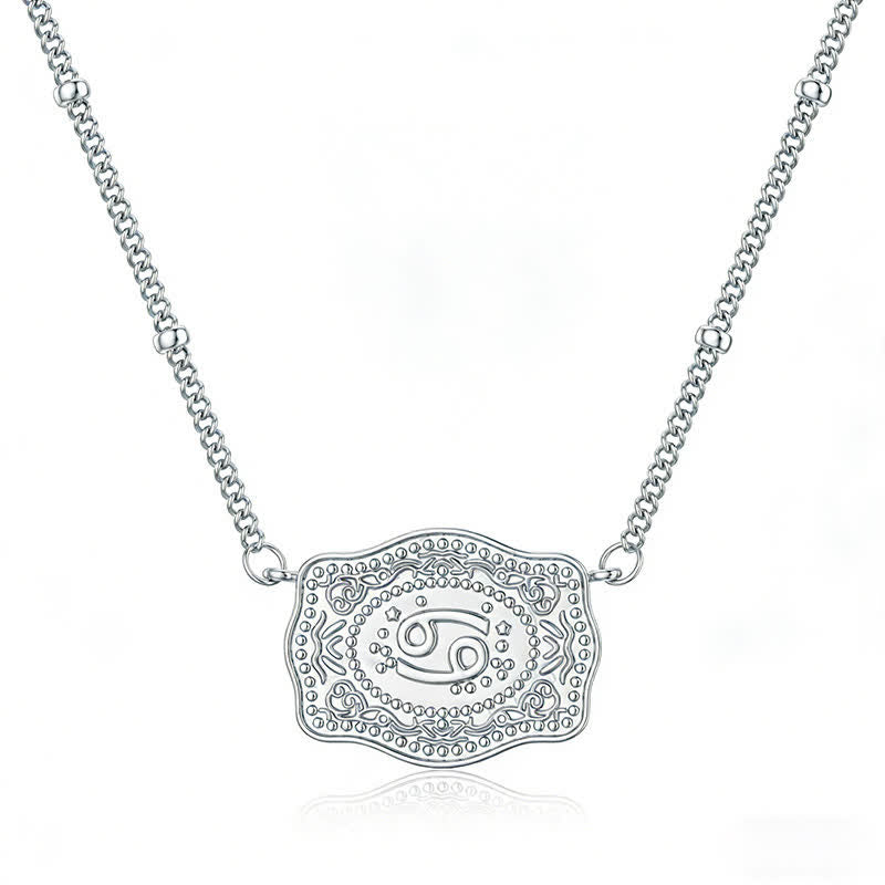 Collier miniature argenté en relief représentant les douze signes du zodiaque - Cancer - image 3