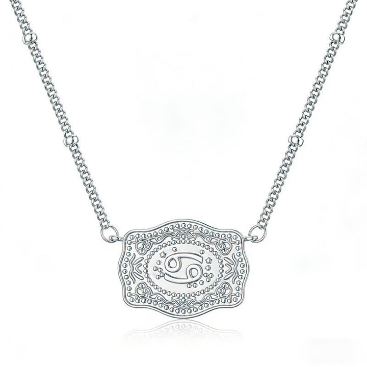 Collier miniature argenté en relief représentant les douze signes du zodiaque - Cancer - image 3