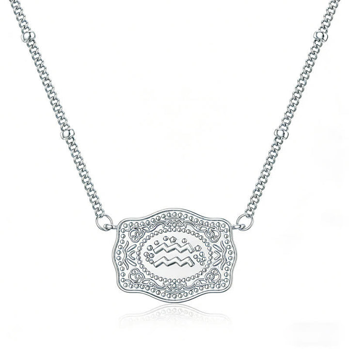 Collier miniature argenté en relief représentant les douze signes du zodiaque - Verseau - image 5