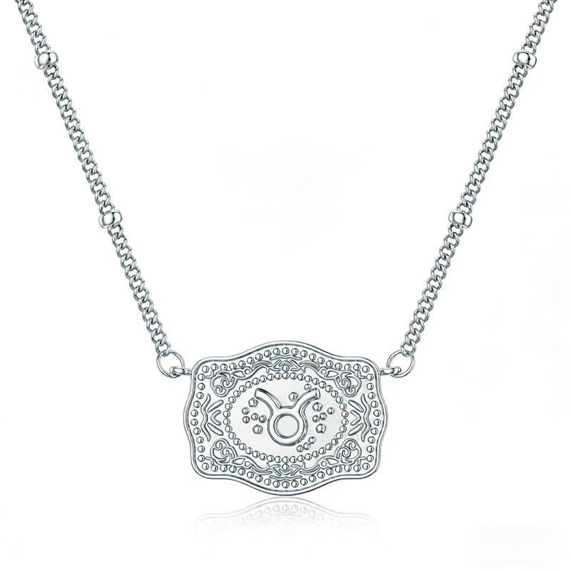 Collier miniature argenté en relief représentant les douze signes du zodiaque - Taureau - image 11