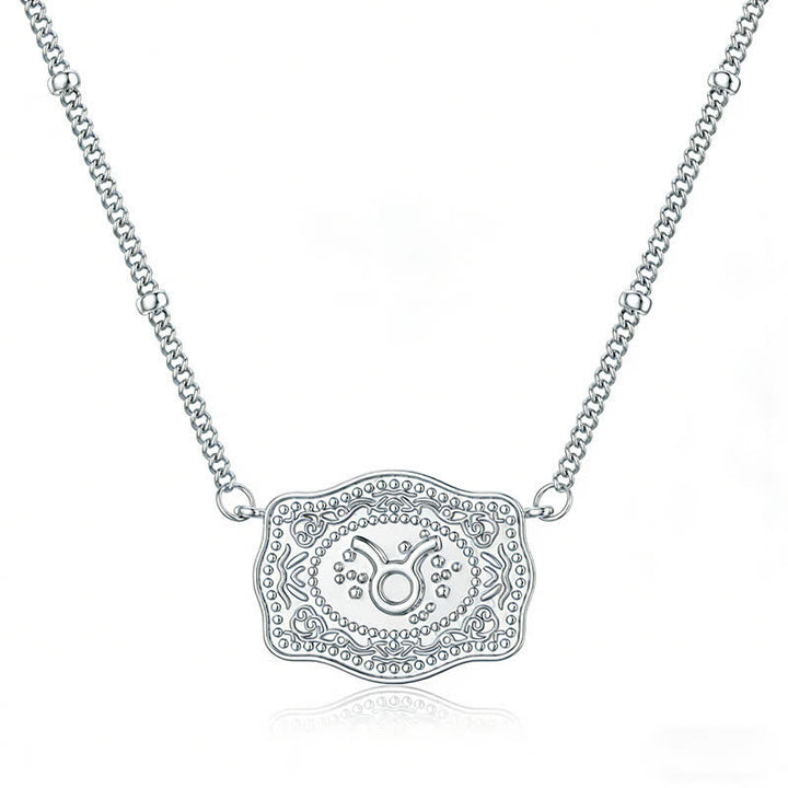 Collier miniature argenté en relief représentant les douze signes du zodiaque - Taureau - image 11