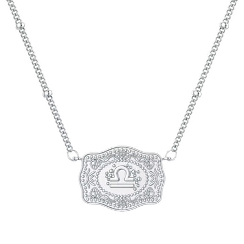 Collier miniature argenté en relief représentant les douze signes du zodiaque - Balance - image 9