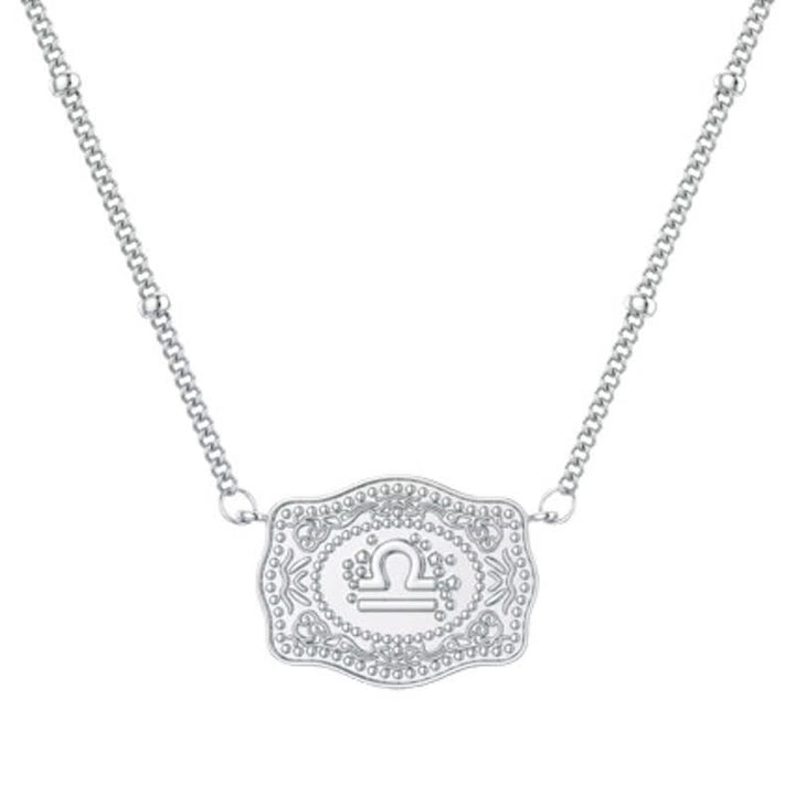 Collier miniature argenté en relief représentant les douze signes du zodiaque - Balance - image 9