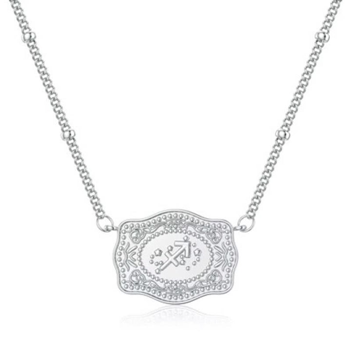 Collier miniature argenté en relief représentant les douze signes du zodiaque - Sagittaire - image 1