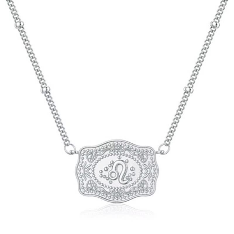 Collier miniature argenté en relief représentant les douze signes du zodiaque - Lion - image 2