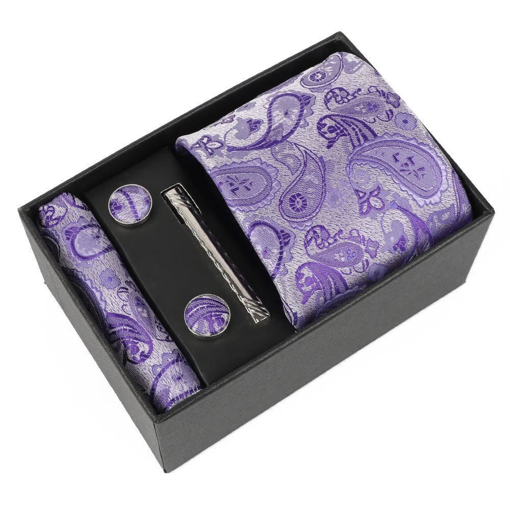 Ensemble élégant pour homme de 4 pièces comprenant une pochette de costume, des boutons de manchette, une pince à cravate et une cravate. - Style n° 2 - image 1