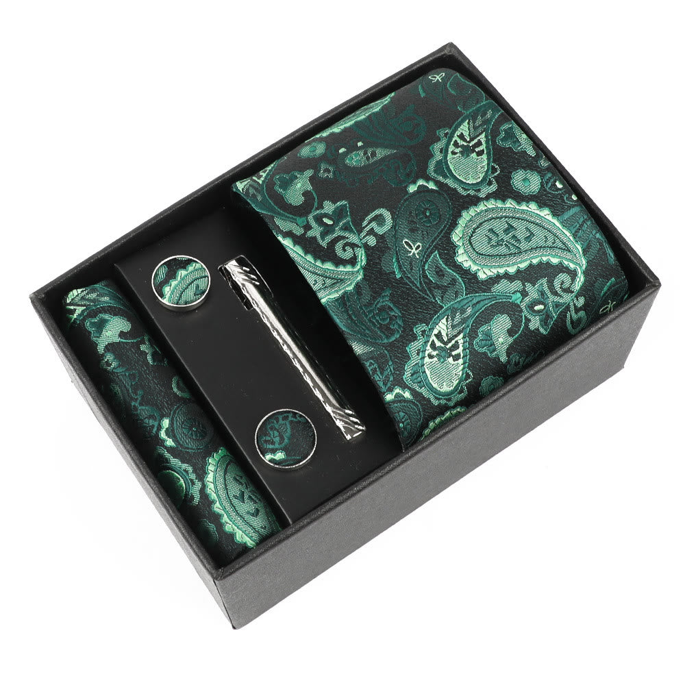 Ensemble élégant pour homme de 4 pièces comprenant une pochette de costume, des boutons de manchette, une pince à cravate et une cravate. - Style n° 4 - image 3