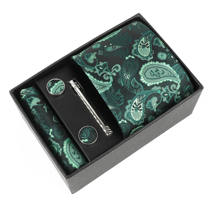 Ensemble élégant pour homme de 4 pièces comprenant une pochette de costume, des boutons de manchette, une pince à cravate et une cravate. - Style n° 4 - image 3