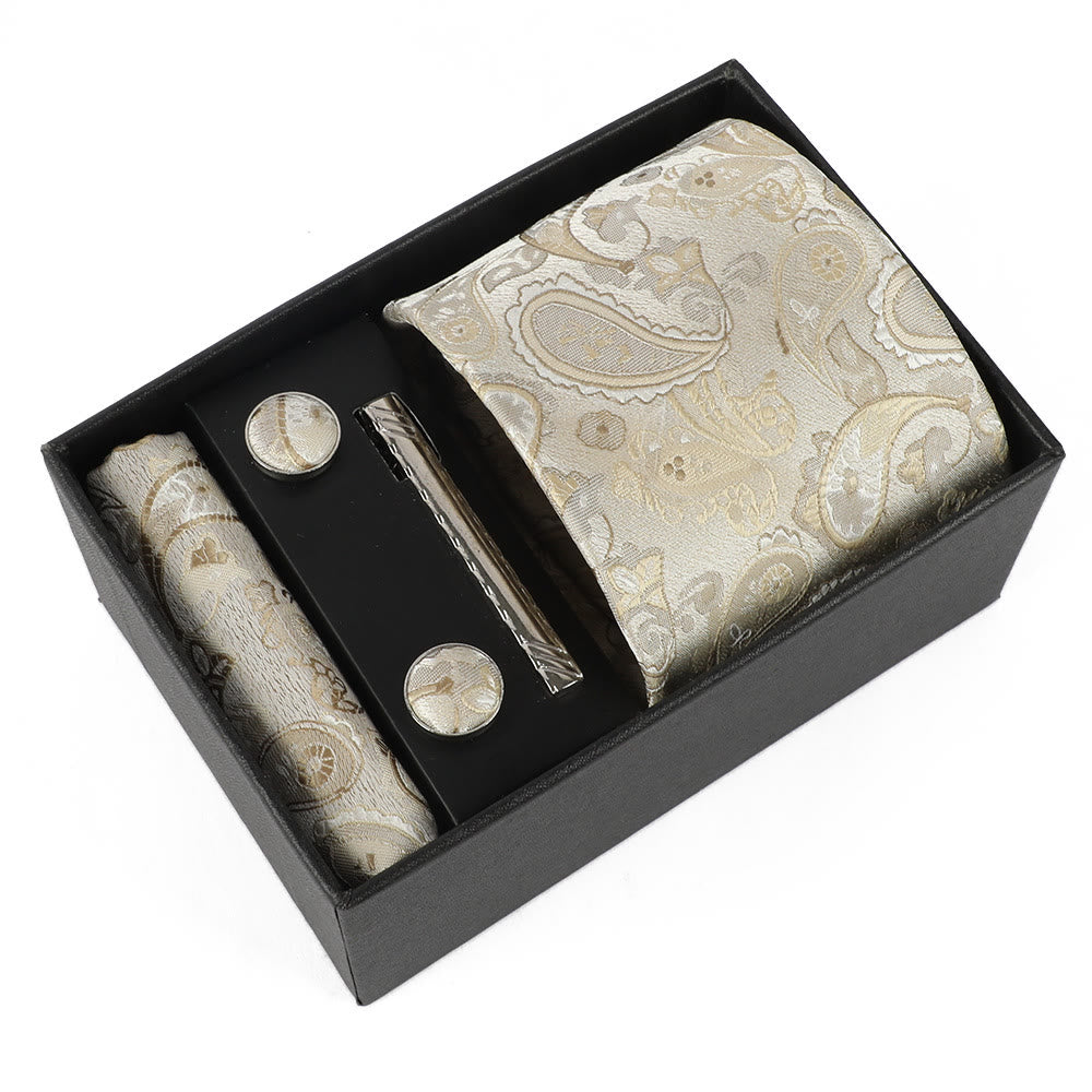 Ensemble élégant pour homme de 4 pièces comprenant une pochette de costume, des boutons de manchette, une pince à cravate et une cravate. - Style n° 8 - image 8