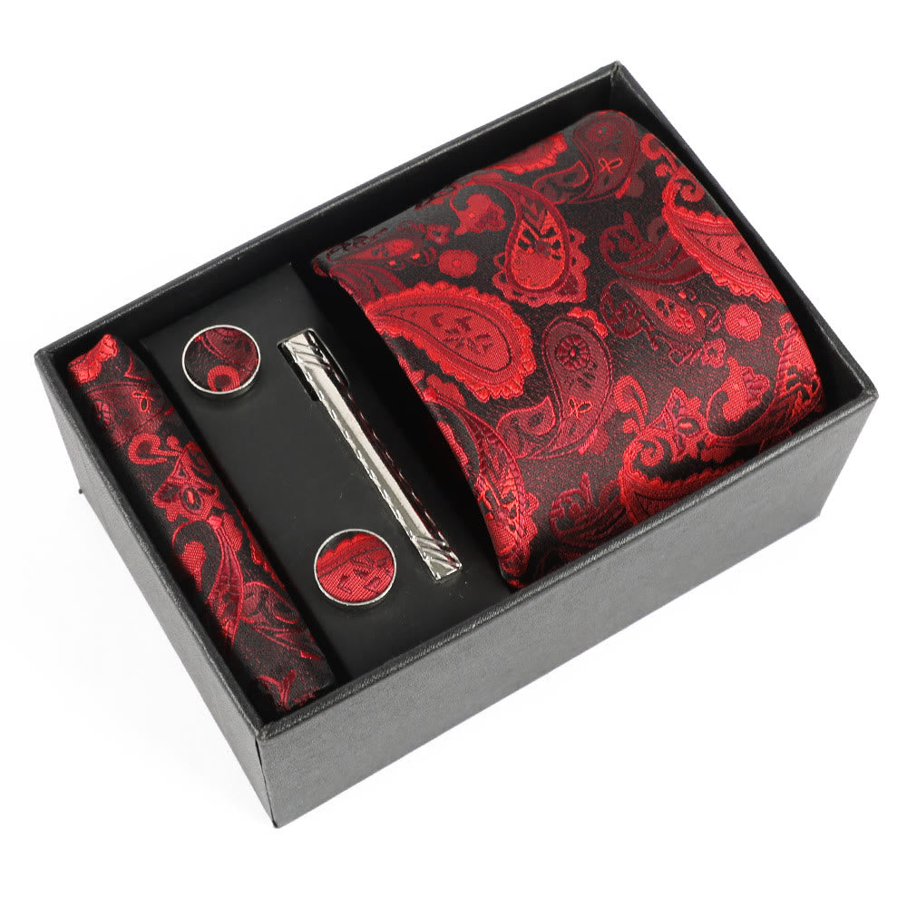 Ensemble élégant pour homme de 4 pièces comprenant une pochette de costume, des boutons de manchette, une pince à cravate et une cravate. - Style n° 28 - image 28