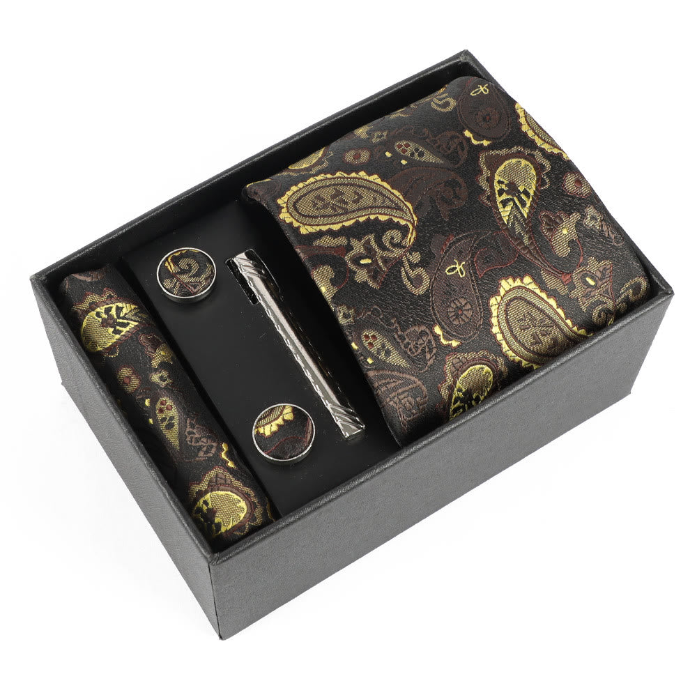 Ensemble élégant pour homme de 4 pièces comprenant une pochette de costume, des boutons de manchette, une pince à cravate et une cravate. - Style n° 25 - image 25