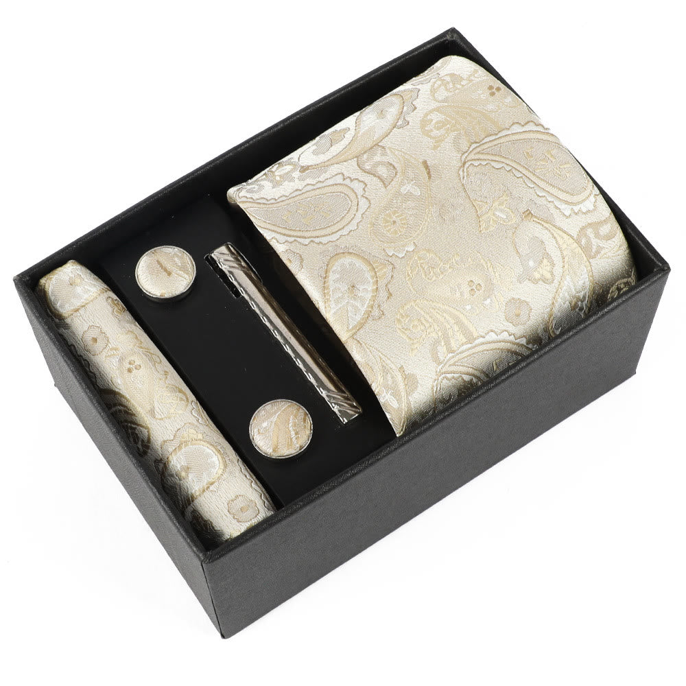 Ensemble élégant pour homme de 4 pièces comprenant une pochette de costume, des boutons de manchette, une pince à cravate et une cravate. - Style n° 7 - image 7