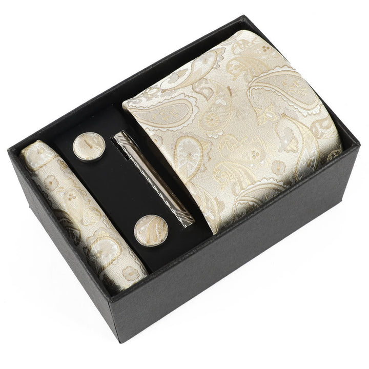 Ensemble élégant pour homme de 4 pièces comprenant une pochette de costume, des boutons de manchette, une pince à cravate et une cravate. - Style n° 7 - image 7