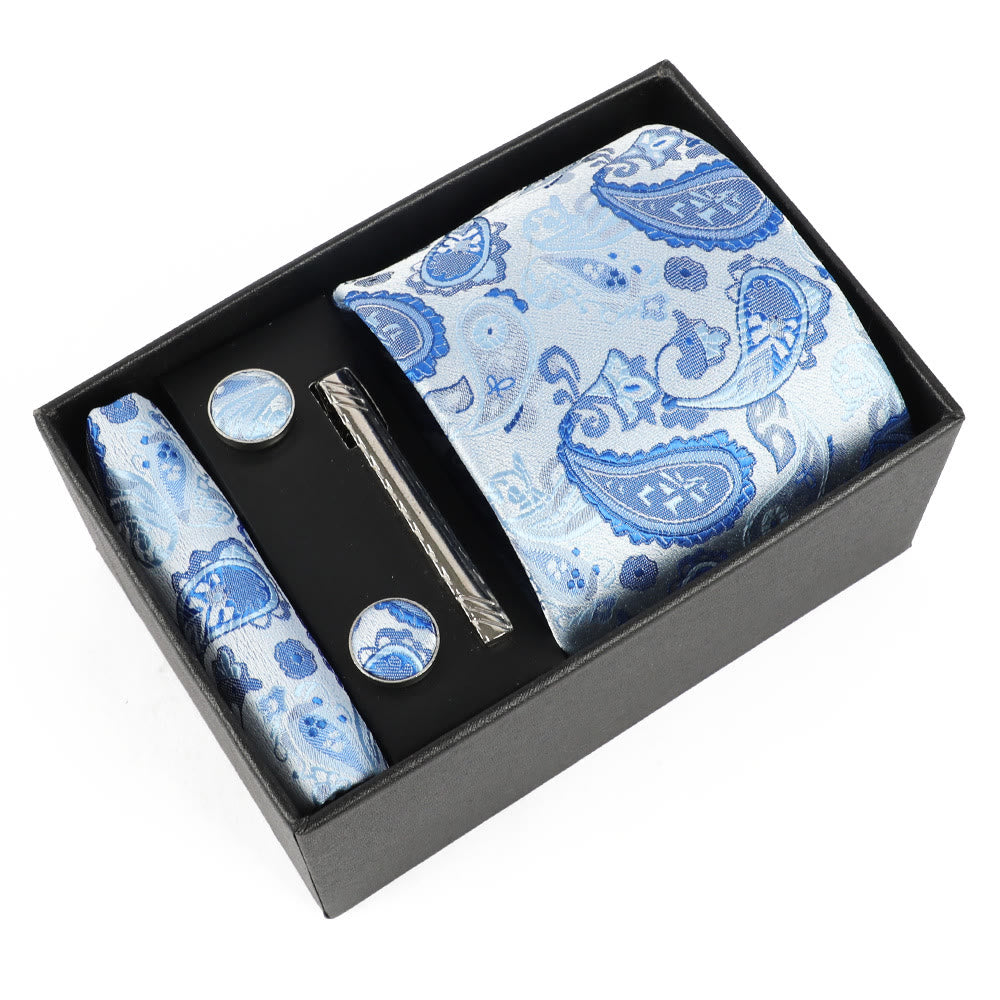 Ensemble élégant pour homme de 4 pièces comprenant une pochette de costume, des boutons de manchette, une pince à cravate et une cravate. - Style n° 12 - image 12