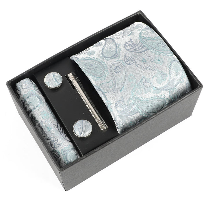 Ensemble élégant pour homme de 4 pièces comprenant une pochette de costume, des boutons de manchette, une pince à cravate et une cravate. - Style n° 12 - image 12