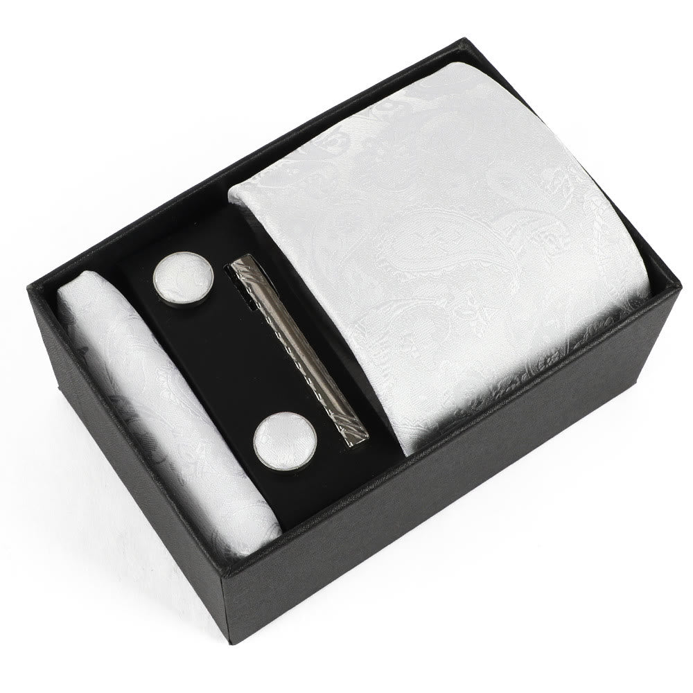 Ensemble élégant pour homme de 4 pièces comprenant une pochette de costume, des boutons de manchette, une pince à cravate et une cravate. - Style n° 10 - image 10