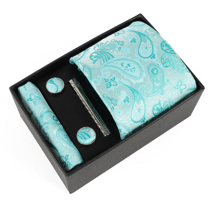 Ensemble élégant pour homme de 4 pièces comprenant une pochette de costume, des boutons de manchette, une pince à cravate et une cravate. - Style n° 20 - image 20