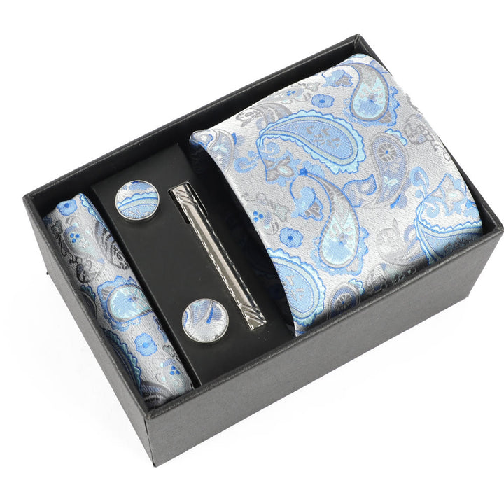 Ensemble élégant pour homme de 4 pièces comprenant une pochette de costume, des boutons de manchette, une pince à cravate et une cravate. - Style n° 17 - image 17