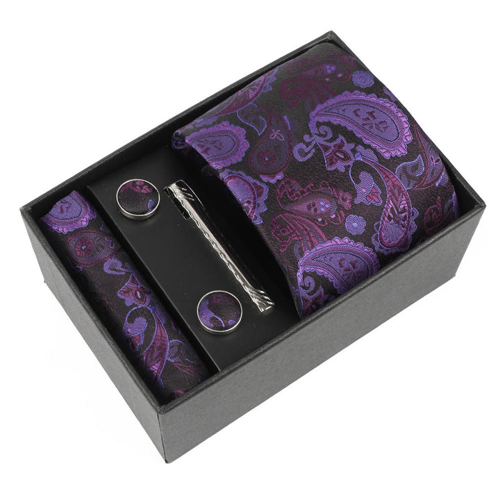 Ensemble élégant pour homme de 4 pièces comprenant une pochette de costume, des boutons de manchette, une pince à cravate et une cravate. - Style n° 7 - image 7