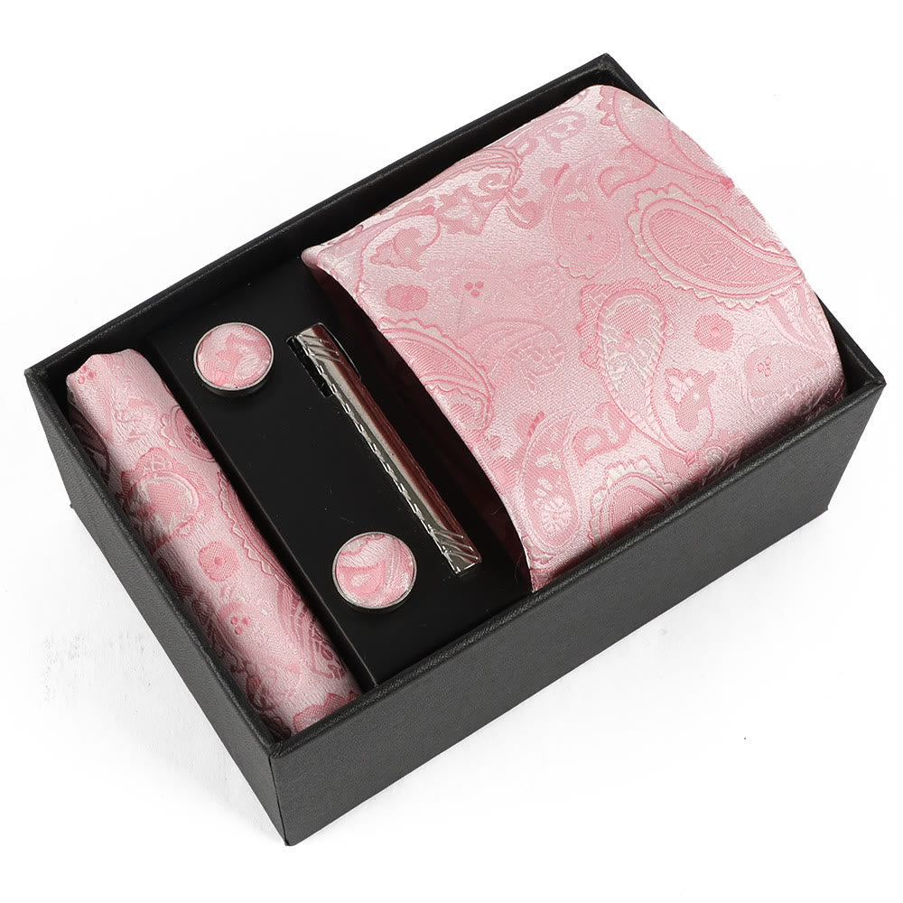 Ensemble élégant pour homme de 4 pièces comprenant une pochette de costume, des boutons de manchette, une pince à cravate et une cravate. - Style n° 15 - image 15