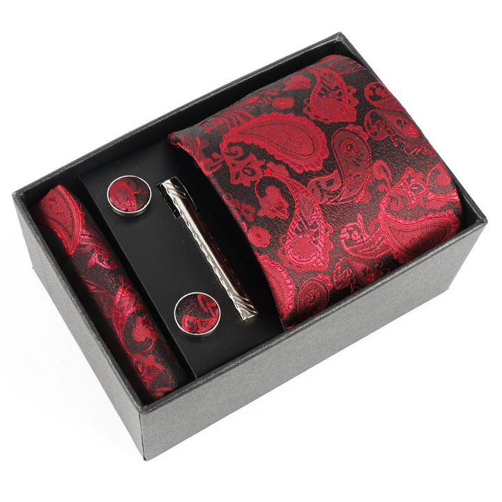 Ensemble élégant pour homme de 4 pièces comprenant une pochette de costume, des boutons de manchette, une pince à cravate et une cravate. - Style n° 14 - image 14