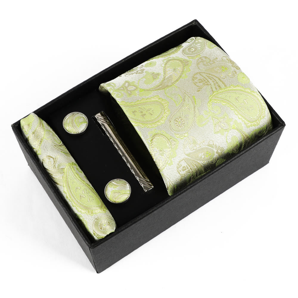 Ensemble élégant pour homme de 4 pièces comprenant une pochette de costume, des boutons de manchette, une pince à cravate et une cravate. - Style n° 14 - image 14