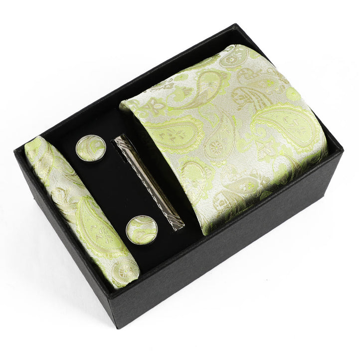 Ensemble élégant pour homme de 4 pièces comprenant une pochette de costume, des boutons de manchette, une pince à cravate et une cravate. - Style n° 14 - image 14