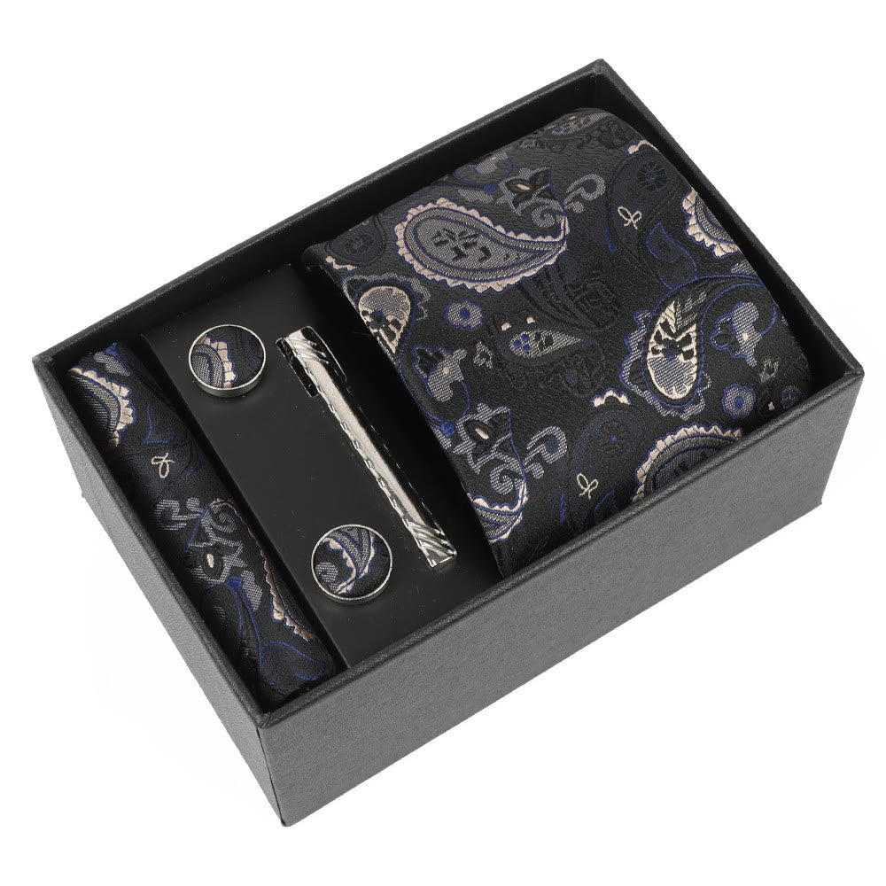 Ensemble élégant pour homme de 4 pièces comprenant une pochette de costume, des boutons de manchette, une pince à cravate et une cravate. - Style n° 6 - image 6