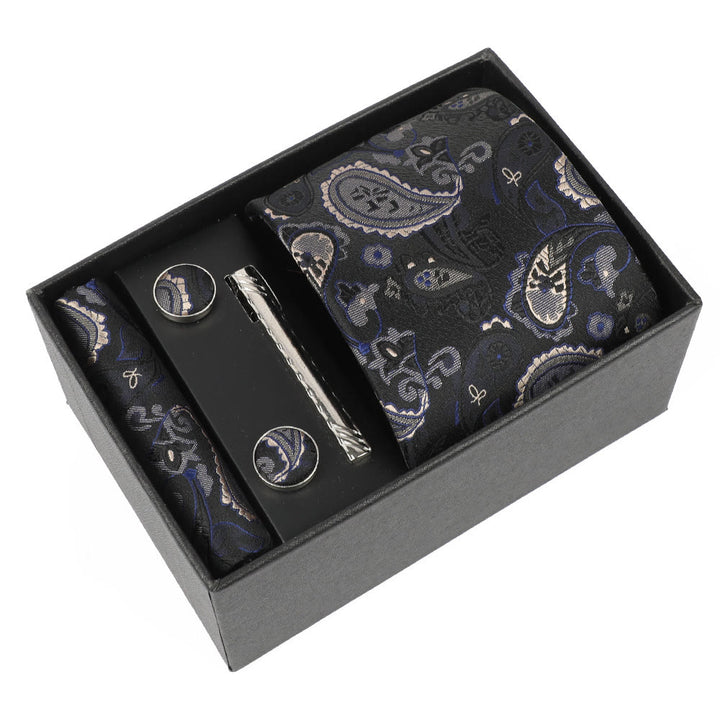 Ensemble élégant pour homme de 4 pièces comprenant une pochette de costume, des boutons de manchette, une pince à cravate et une cravate. - Style n° 6 - image 6