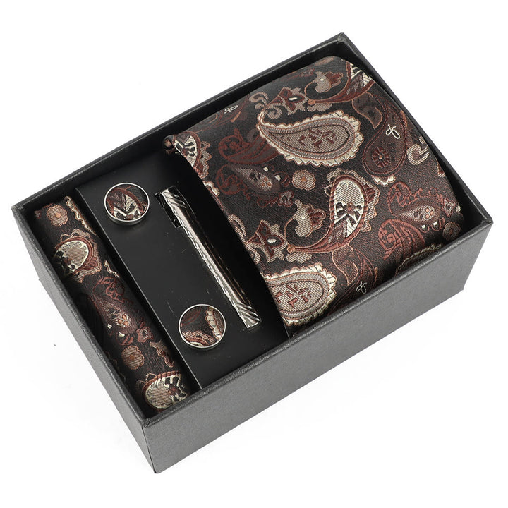 Ensemble élégant pour homme de 4 pièces comprenant une pochette de costume, des boutons de manchette, une pince à cravate et une cravate. - Style n° 11 - image 11