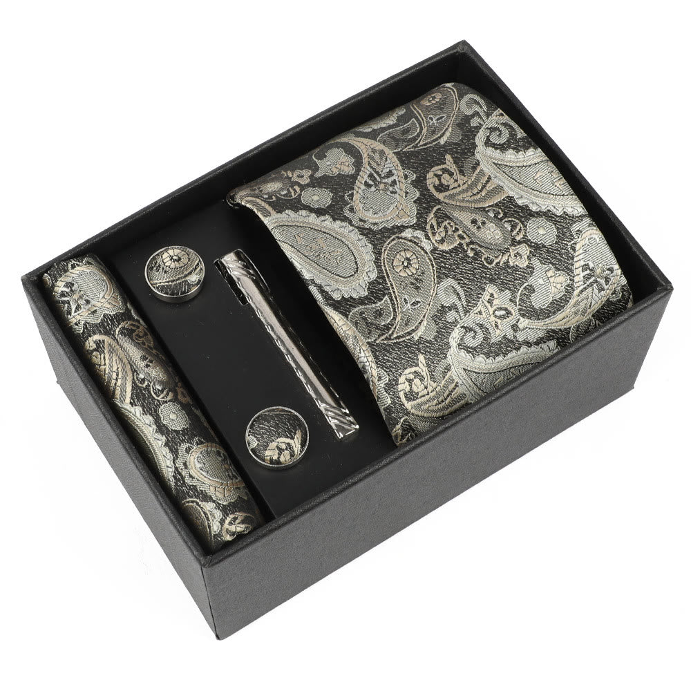 Ensemble élégant pour homme de 4 pièces comprenant une pochette de costume, des boutons de manchette, une pince à cravate et une cravate. - Style n° 5 - image 5