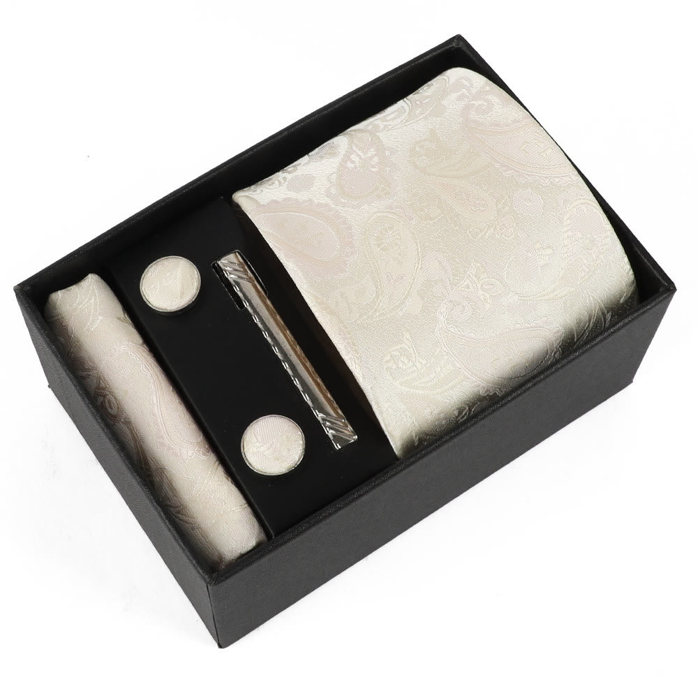 Ensemble élégant pour homme de 4 pièces comprenant une pochette de costume, des boutons de manchette, une pince à cravate et une cravate. - Style n° 18 - image 18