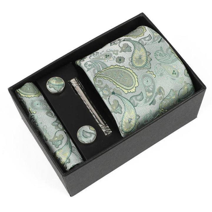 Ensemble élégant pour homme de 4 pièces comprenant une pochette de costume, des boutons de manchette, une pince à cravate et une cravate. - Style n° 6 - image 6