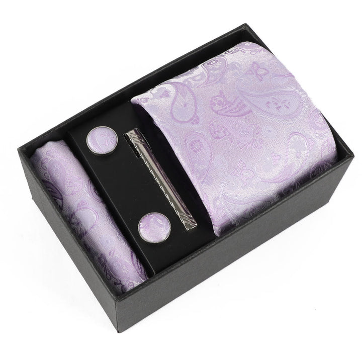 Ensemble élégant pour homme de 4 pièces comprenant une pochette de costume, des boutons de manchette, une pince à cravate et une cravate. - Style n° 9 - image 9