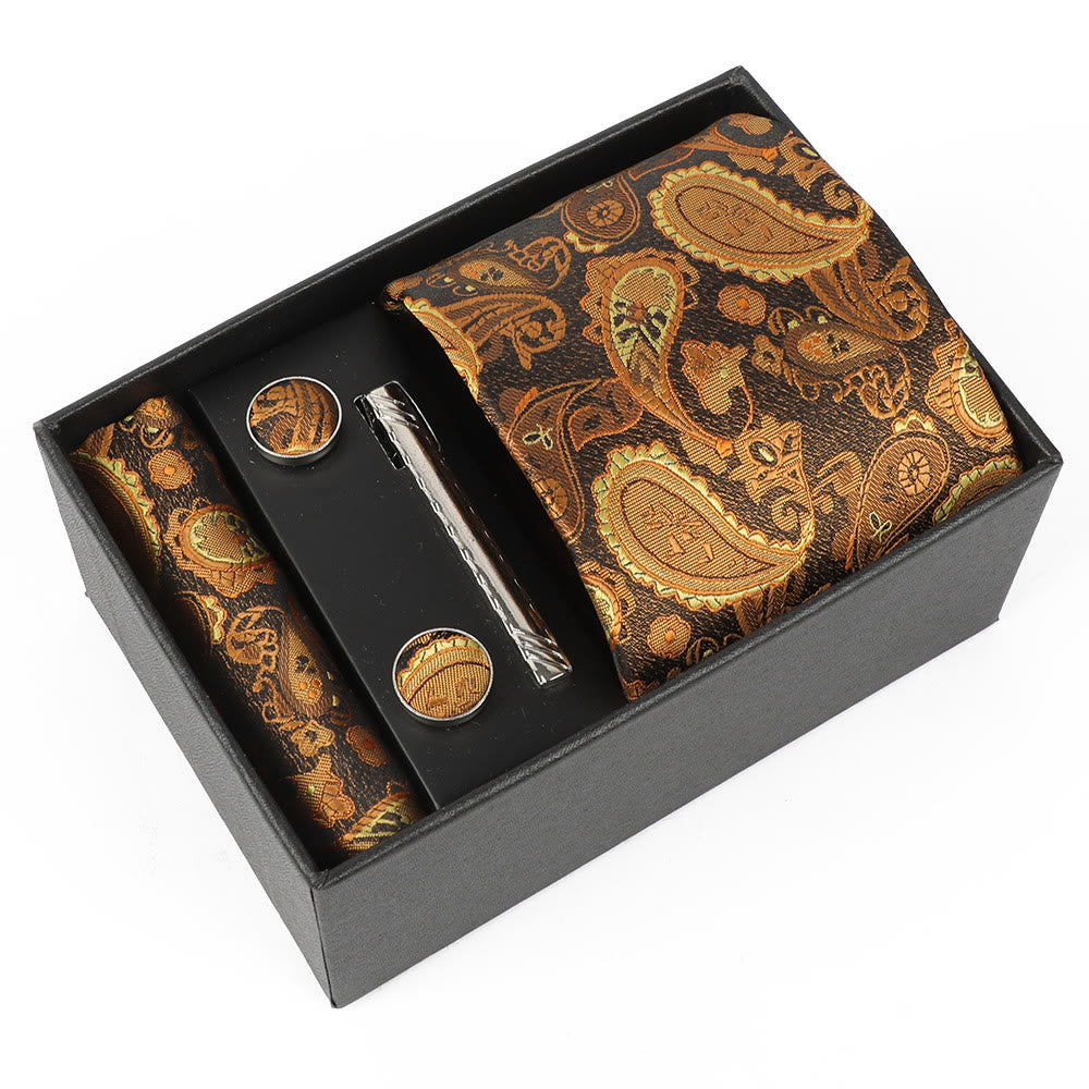 Ensemble élégant pour homme de 4 pièces comprenant une pochette de costume, des boutons de manchette, une pince à cravate et une cravate. - Style n° 3 - image 2