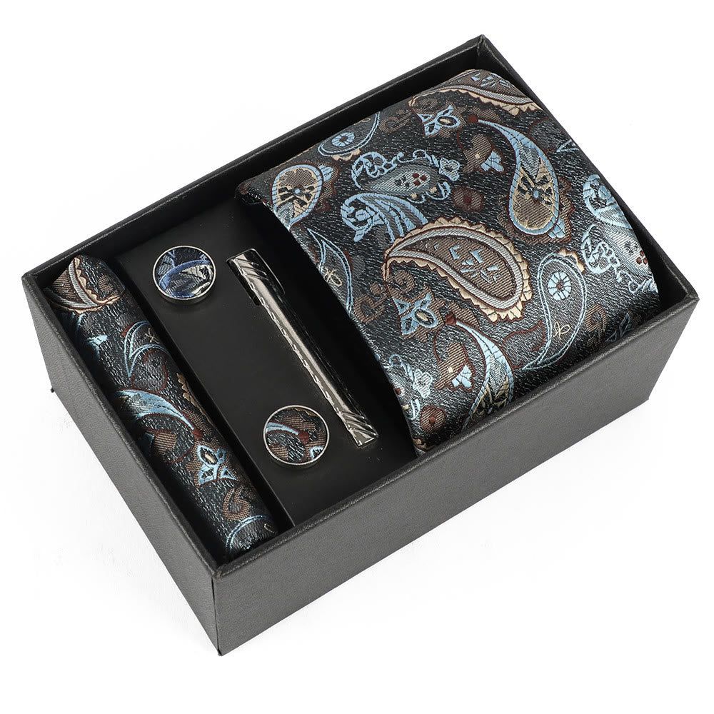 Ensemble élégant pour homme de 4 pièces comprenant une pochette de costume, des boutons de manchette, une pince à cravate et une cravate. - Style n° 23 - image 23