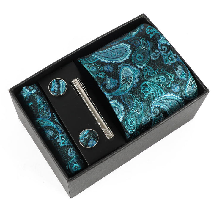 Ensemble élégant pour homme de 4 pièces comprenant une pochette de costume, des boutons de manchette, une pince à cravate et une cravate. - Style n° 17 - image 17