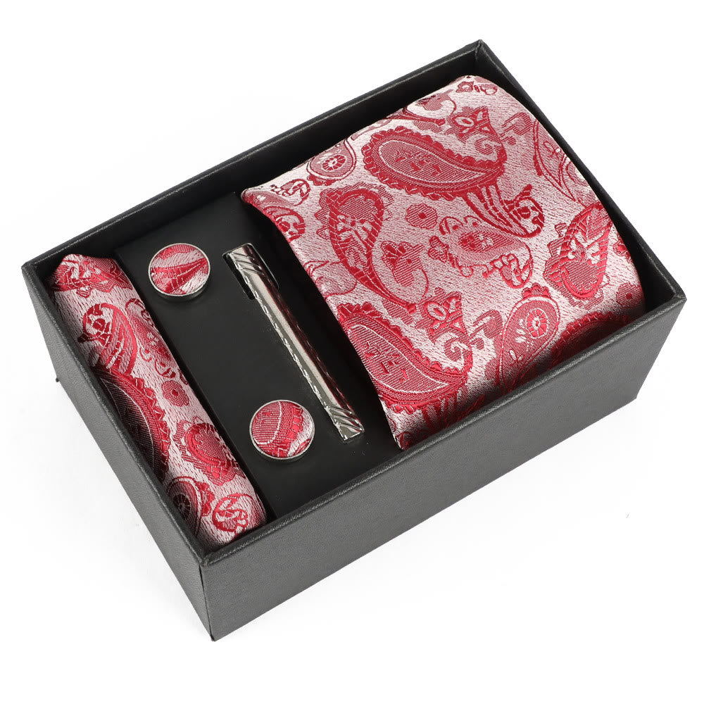 Ensemble élégant pour homme de 4 pièces comprenant une pochette de costume, des boutons de manchette, une pince à cravate et une cravate. - Style n° 31 - image 31