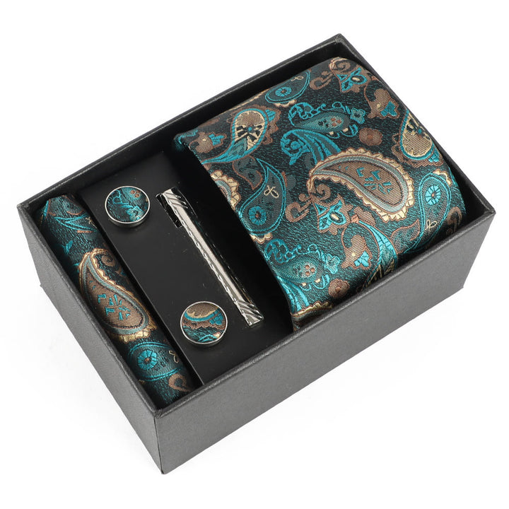 Ensemble élégant pour homme de 4 pièces comprenant une pochette de costume, des boutons de manchette, une pince à cravate et une cravate. - Style n° 1 - image 0