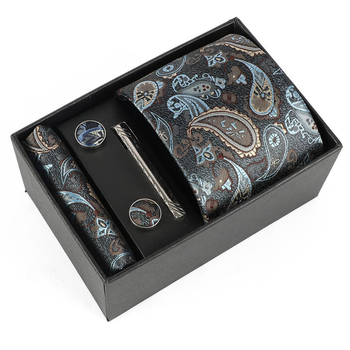 Ensemble élégant pour homme de 4 pièces comprenant une pochette de costume, des boutons de manchette, une pince à cravate et une cravate. - Style n° 13 - image 13