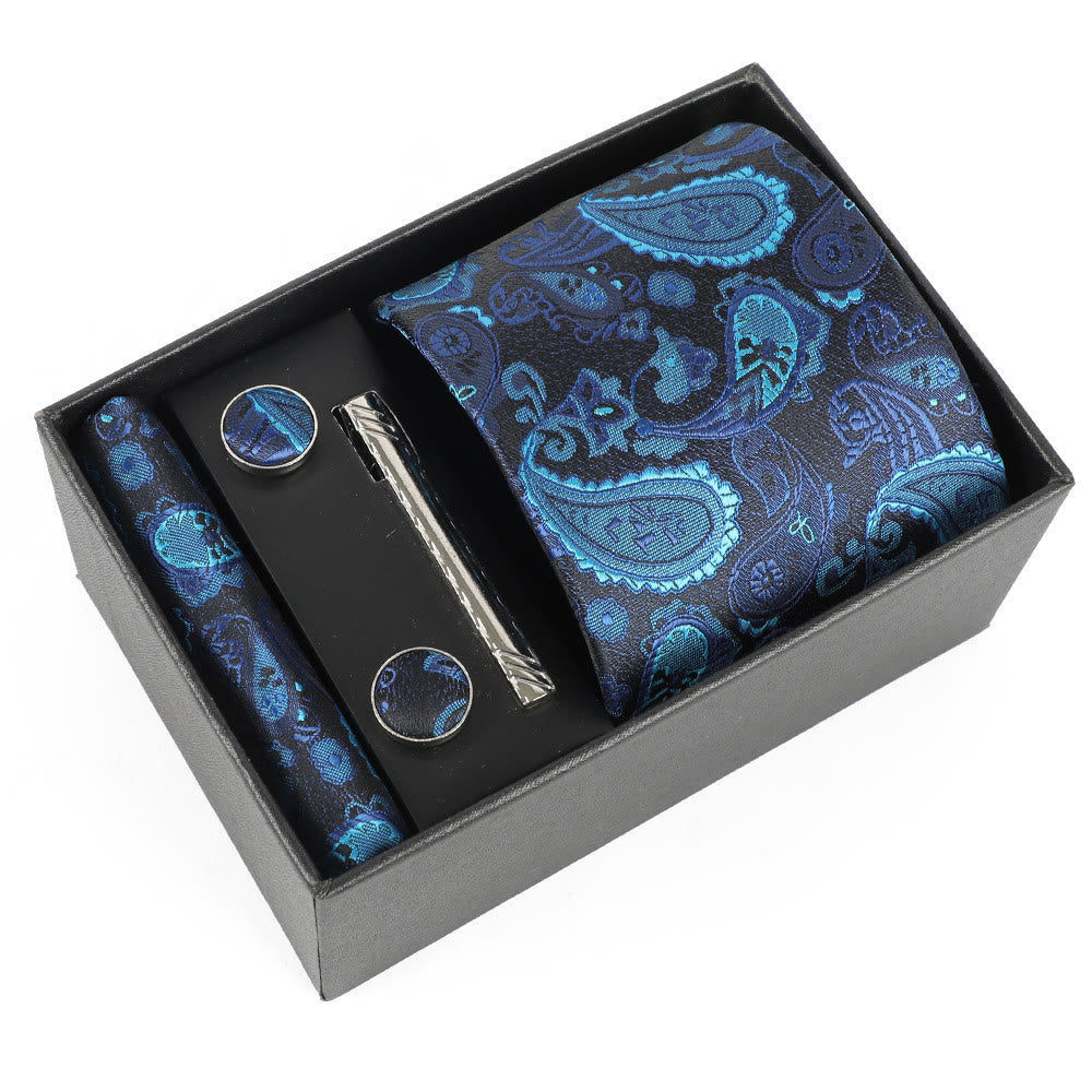 Ensemble élégant pour homme de 4 pièces comprenant une pochette de costume, des boutons de manchette, une pince à cravate et une cravate. - Style n° 24 - image 24