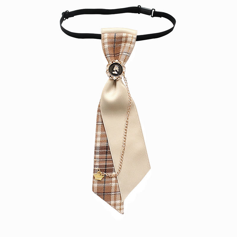 Cravate ajustable ornée d'une chaînette et de motifs patchwork à carreaux et en tissu uni - Style n° 4 - image 6