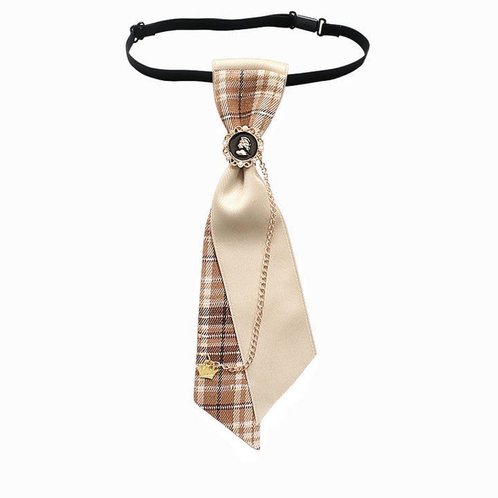 Cravate ajustable ornée d'une chaînette et de motifs patchwork à carreaux et en tissu uni - Style n° 4 - image 6