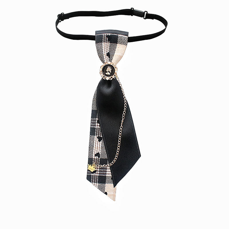 Cravate ajustable ornée d'une chaînette et de motifs patchwork à carreaux et en tissu uni - Style n° 2 - image 3
