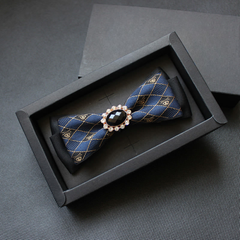Nœud papillon formel pour homme à motif géométrique orné de pierres précieuses - Style n° 3 - image 2