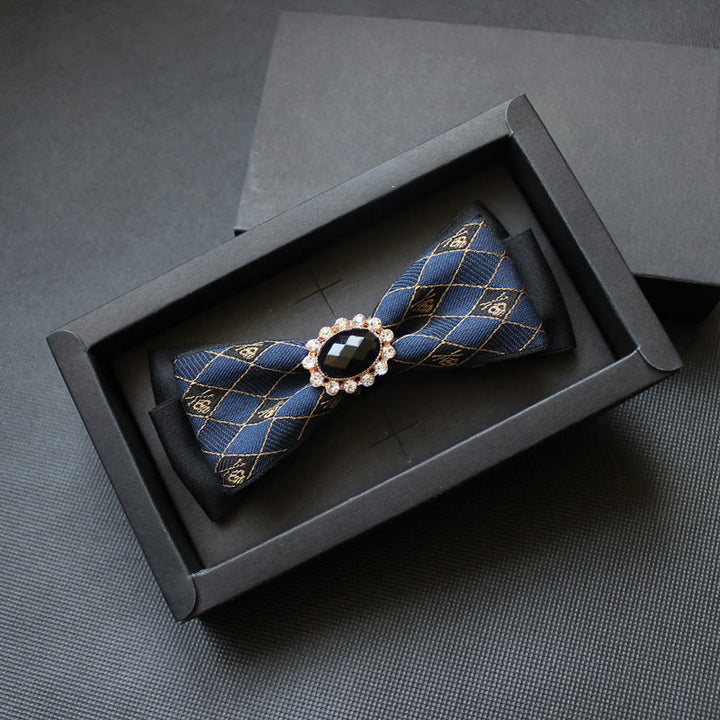 Nœud papillon formel pour homme à motif géométrique orné de pierres précieuses - Style n° 3 - image 2